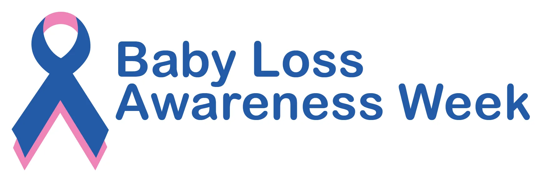 baby Loss Awareness Week logo featuring the text 'Baby Loss Awareness Week' and a crossed ribbon in baby pink and baby blue